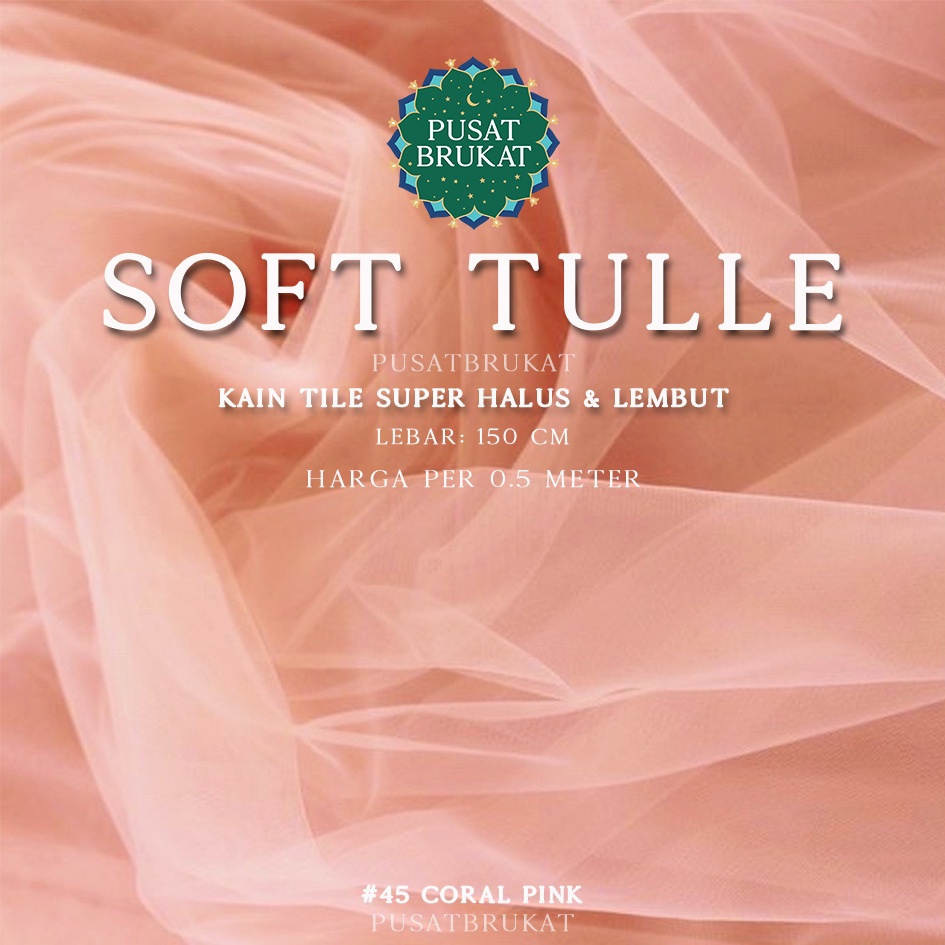 KAIN SOFT TULLE POLOS - KAIN TILE METERAN / BAHAN TULE POLOS HALUS &amp; LEMBUT. [harga utk per 0.5m]