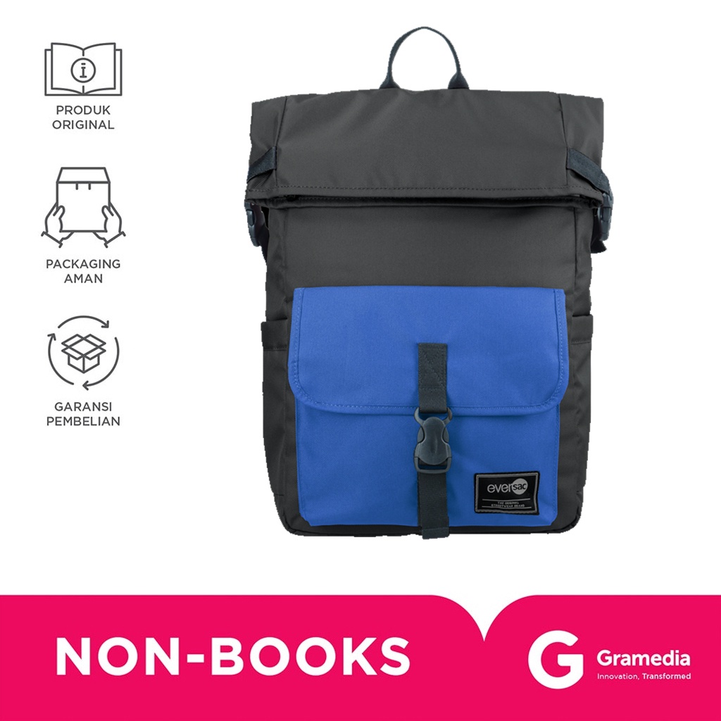 Gramedia Bali - Eversac Logan Backpack Black Blue