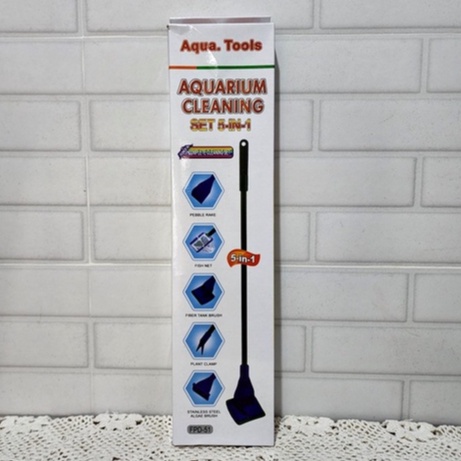 AQUA TOOLS 5 in 1 tongkat pembersih kaca aquarium algae scraper scratcher 5in1 aquatools