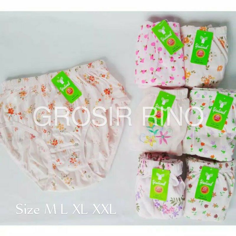 (3pcs) CD Wanita  Yutind Sablon Dan Bordir katun