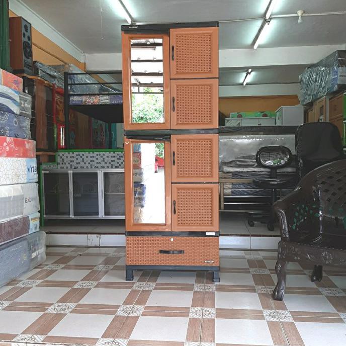 Lemari Plastik Napoli Rak + Gantung + Kaca Kekar Dan Kuat Pillowg