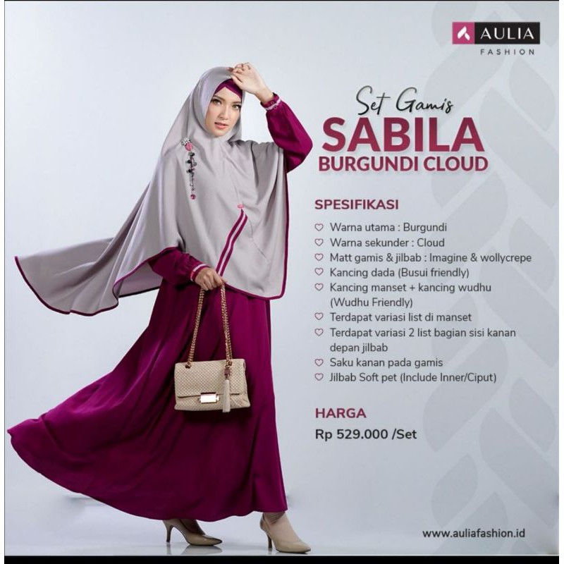 AULIA FASHION SET GAMIS SABILA BURGUNDI