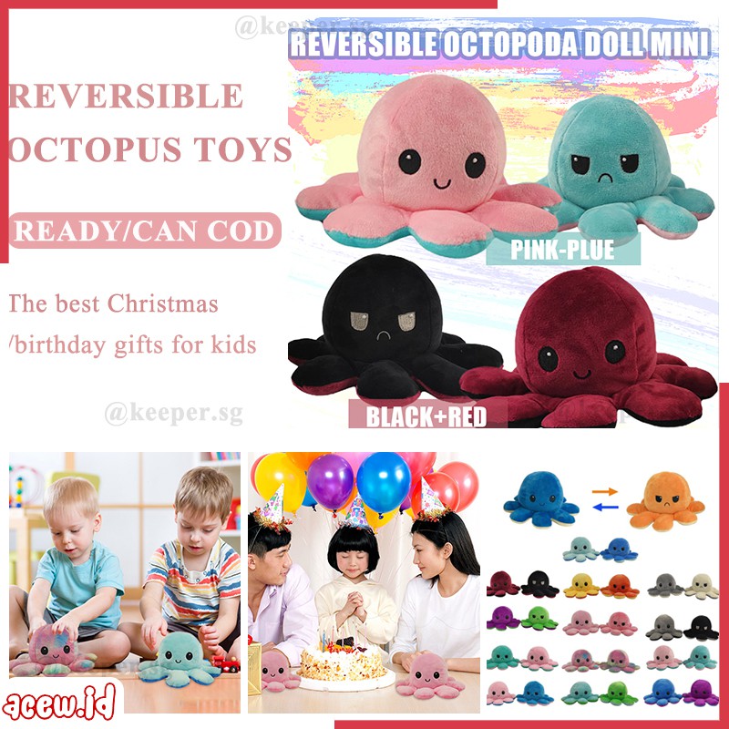 TIKTOK FLIP CUTE REVERSIBLE BIPOLAR TEETURTLE OCTOPUS TOY 