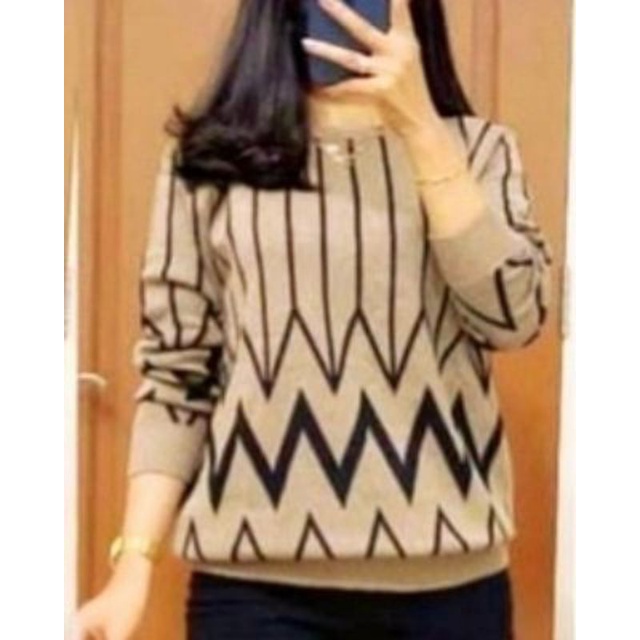 rajut tebal premium zig zag blouse