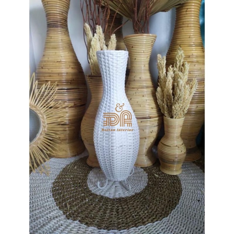 Vas Bunga Sudut Guci Rotan Sintetis/uk60cm