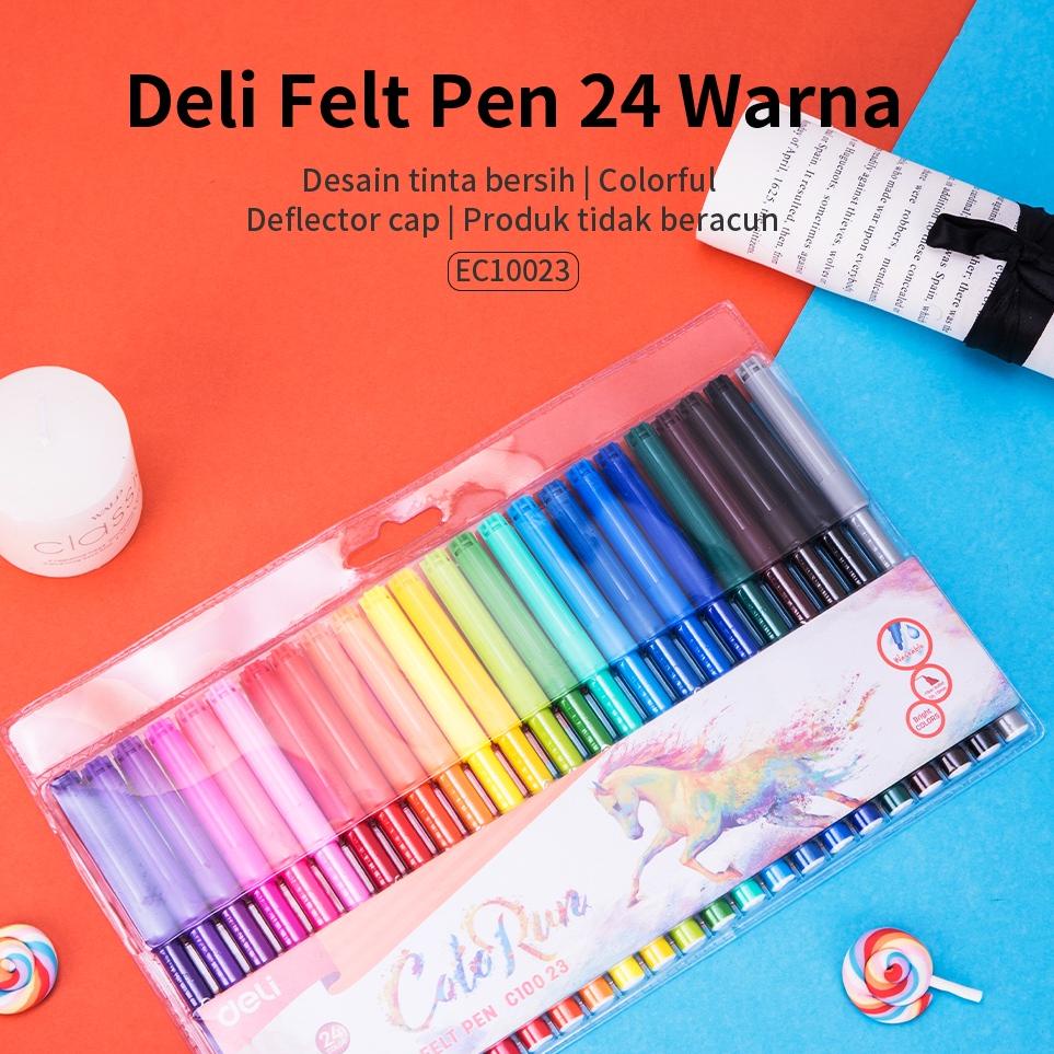 

(C-IJY ✪) Deli Spidol Warna - Felt Pen dapat dicuci 1.0mm 12/18/24 Warna EC10023||trending