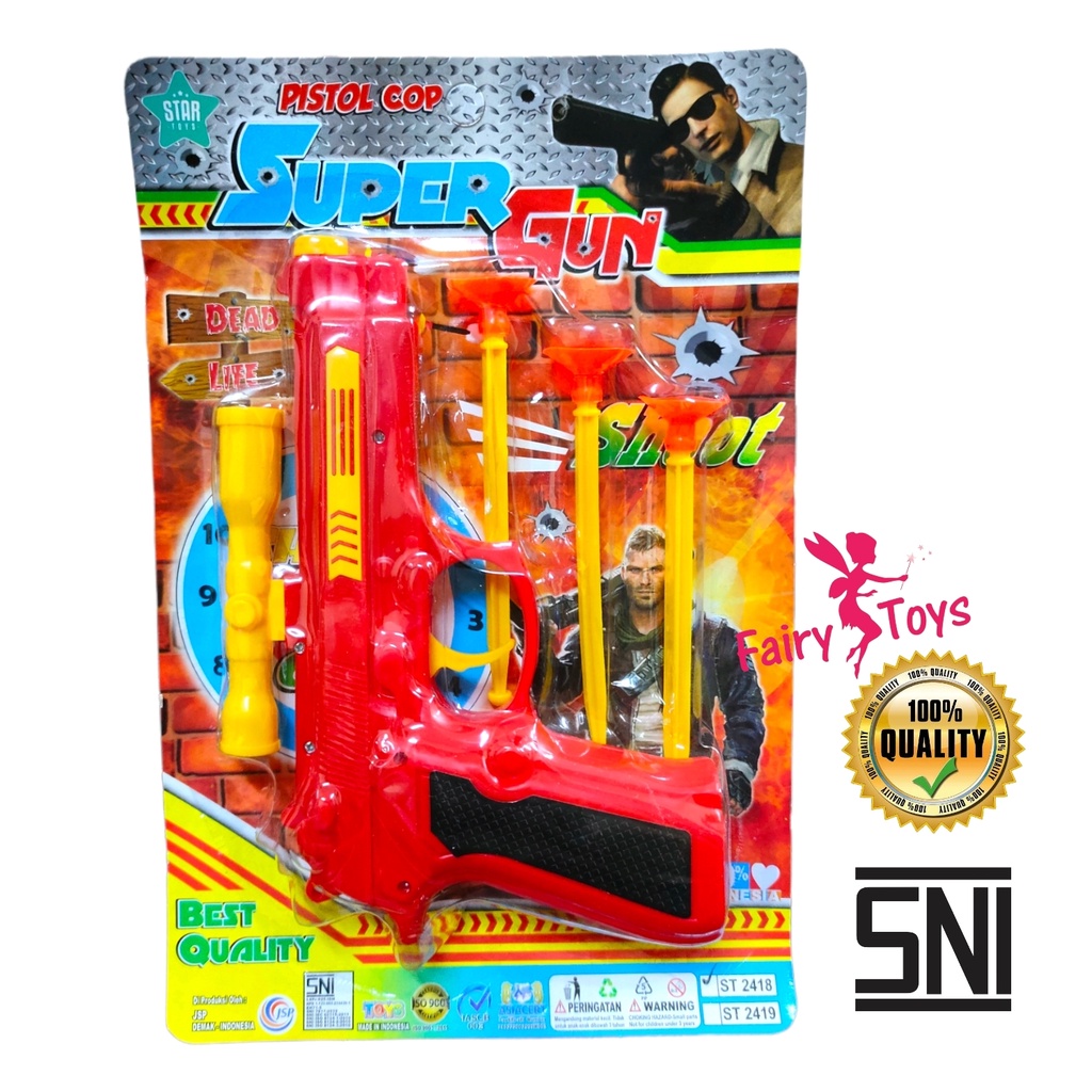 Mainan Anak Pistoll Cop Super Gunn Per luru Dart ST2418