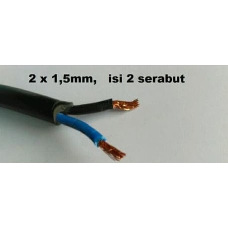 ETERNA meteran Kabel Serabut Tembaga isi 2x1.5mm NYYHY NYMHY Kabel Olor / Kabel Serabut Putih Hitam
