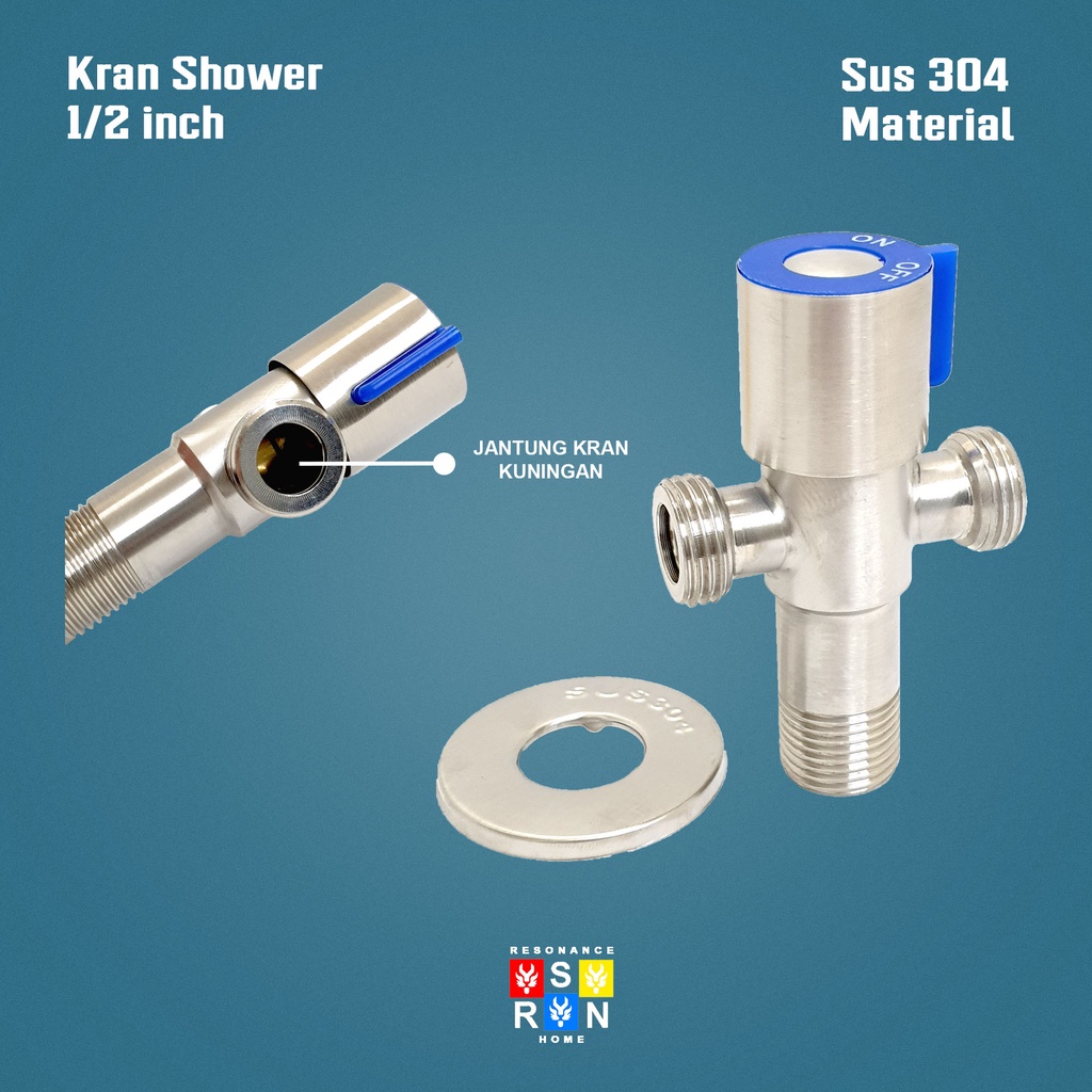 Kran Shower T Double SUS 304 / Stop Keran Cabang Stainles Steel Resonance Home