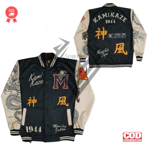 JACKET VARSITY BASEBAAL MOTIP TERBARU PRIA WANITA SAIZE L XL  - JAKET EVERYONE BAYAR DI TEMPAT-FS 05 KAMIKAZE