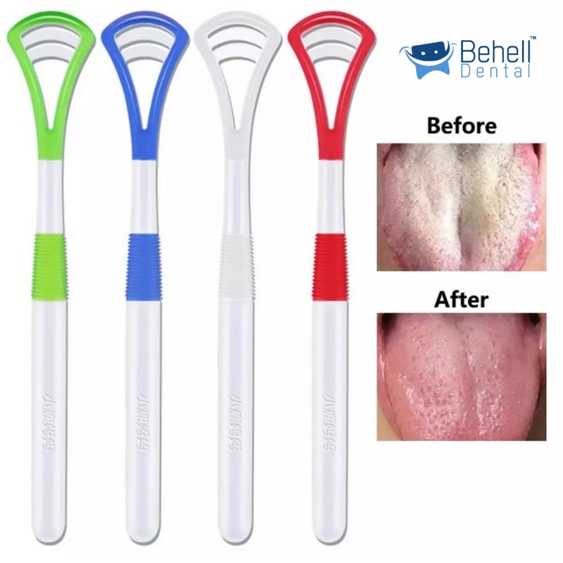 BEHELLDENTAL - TONGUE CLEANER ORIGINAL ONE 1 - Pembersih Sikat Cleaning Clean Cleaner Lidah Asli - Sikat Brush Lidah Mirip Qoral - scraper food grade Alat Kerok Bagus Untuk Pengguna Ortho Dental Behel