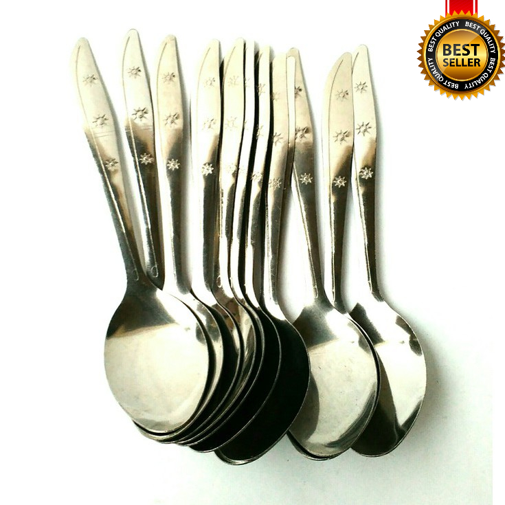 Sendok Makan Stainless 18 cm Sendok Motif Bintang - sendok makan tebal motif bintang stainless