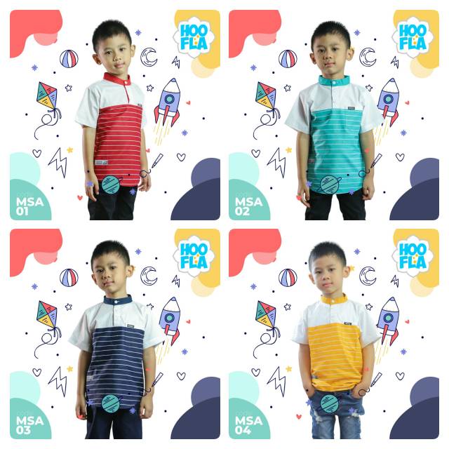 Kemko Stripe Al Fatih | HOOFLA KIDS KAOS KEMEJA KOKO KEMKO ALFATIH DISTRO ANAK BRANDED MUSLIM COWOK