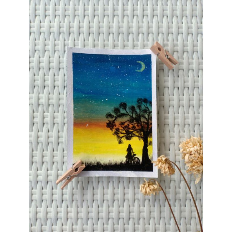 Lukisan Pemandangan Lukisan Akrilik Lukisan Handmade Sunset Painting Shopee Indonesia