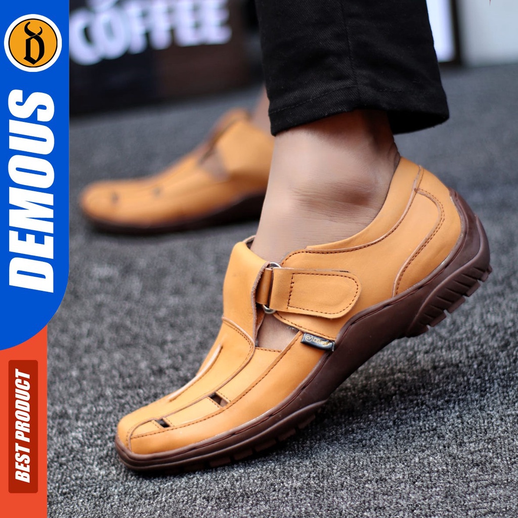 DEMOUS Drakke - Sepatu Slip On Pria Casual Kulit Asli