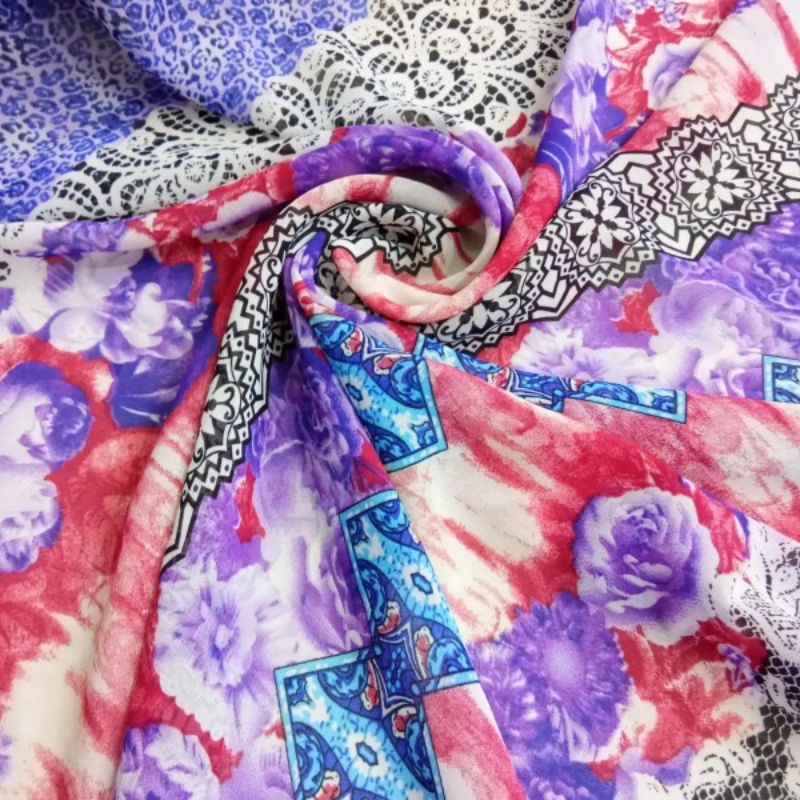 Kain Bahan Ceruty Ceruti Babydoll Motif Ad-12 | Bahan kombinasi Atasan Wanita