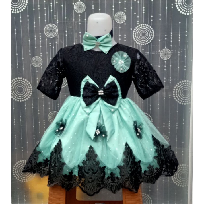Rara Gaun pesta anak dress anak bahan brokat tile sprinkle