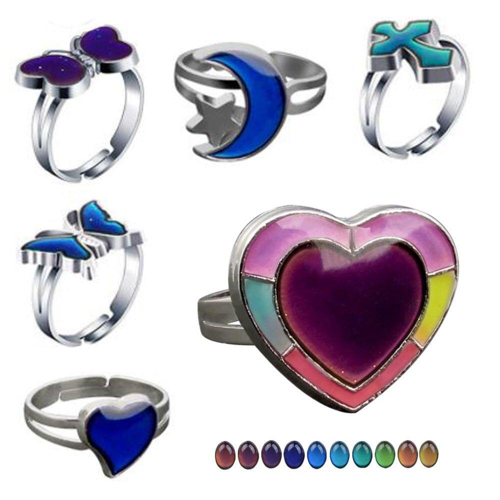 Cincin Berubah Warna LILY Pesta 6Styles Kontrol Suhu Luminous Jewelry Moon