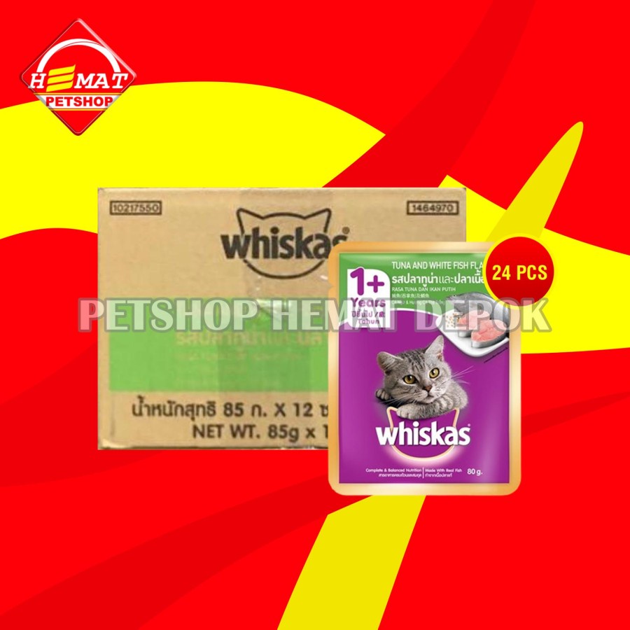 Makanan Basah Kucing Whiskas Sachet Pouch Grosir Dus isi 24 PCS 85 GR - Mackarel Senior