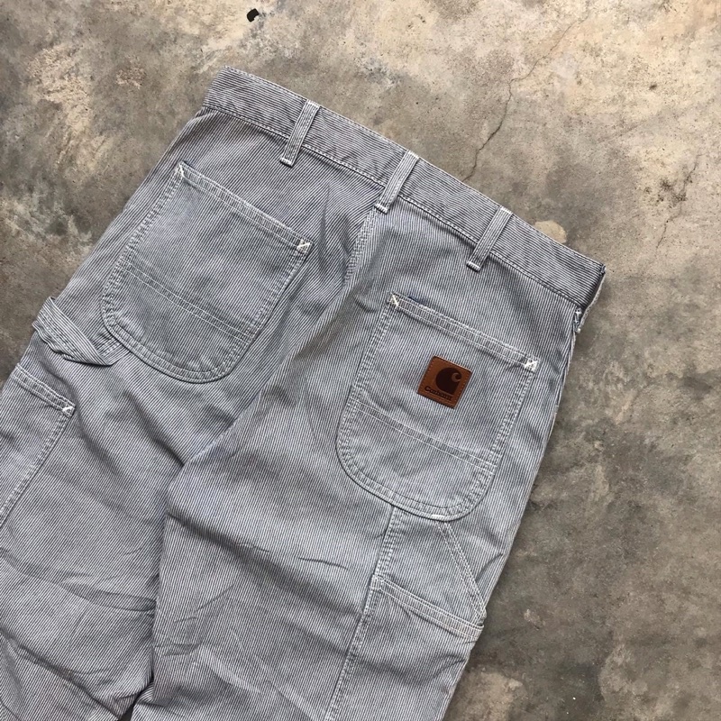 CARHARTT CARPENTER HICKORY STRIPE LONG WORK PANTS