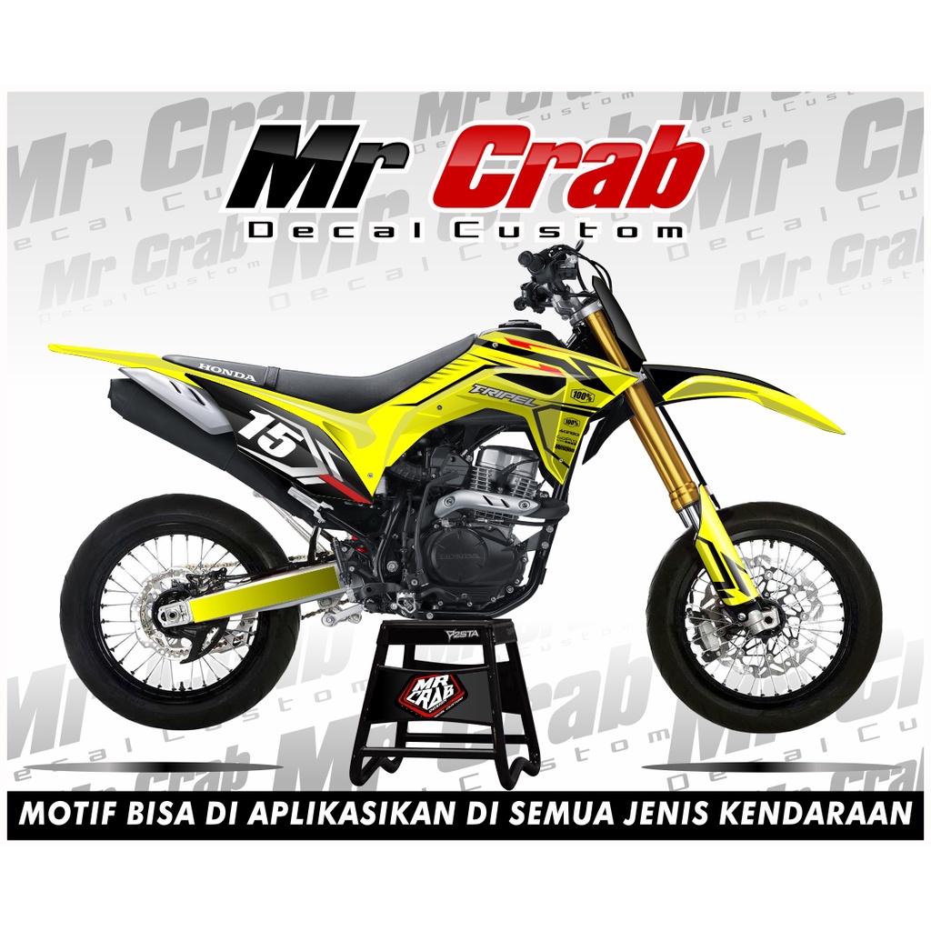 decal stiker crf 150 l full body Tripel Kuning - Supermoto