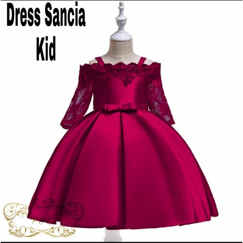 DRESS SANCIA KID ANAK, BRUKAT, MOSCREPE, MAXY DRESS, 3 UKURAN