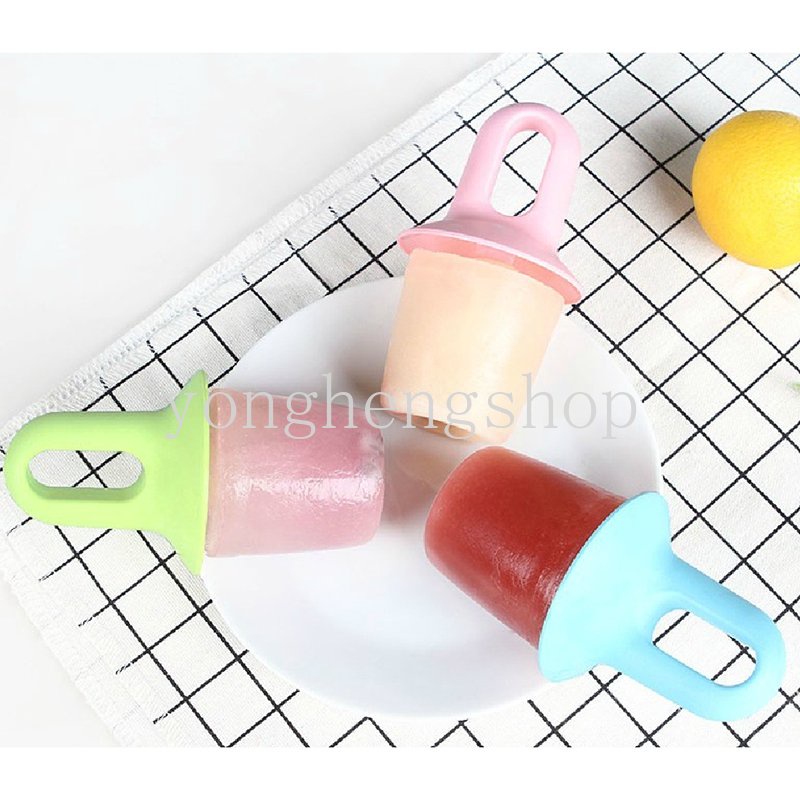 Cetakan Es Krim / Jelly / Pudding Mini Reusable Dengan Gagang Untuk Anak