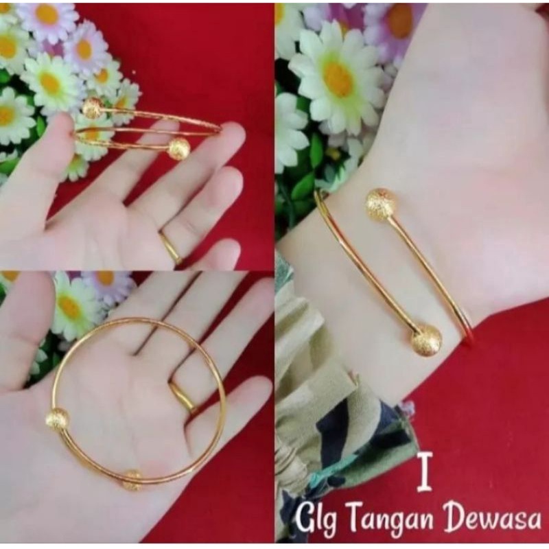 Gelang Tangan Wanita Titanium Bola Bulat Polos 1 pcs