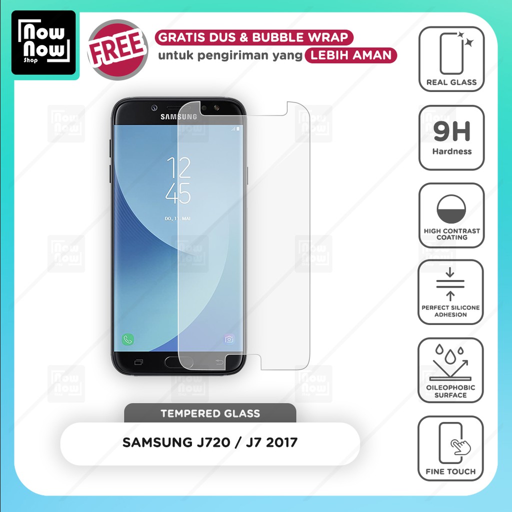 Tempered Glass Anti Gores Samsung J7 2017 J720 Screen Guard Protector 9H Kaca Temperglass