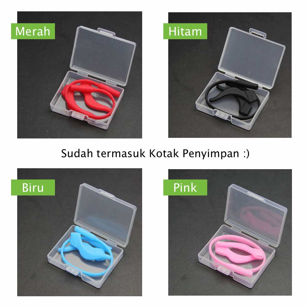 1 Pasang [ Biru ] Tali Pengait Kacamata Silikon - Anti Slip - Earhook Silicone - Penahan Hijab Style - TL864