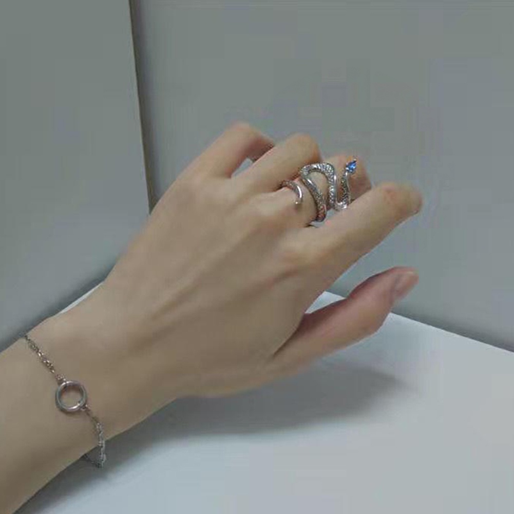 Cincin Terbuka Adjustable Model Ular Kobra Gaya Gothic Punk Eropa Untuk Unisex / Pria / Wanita