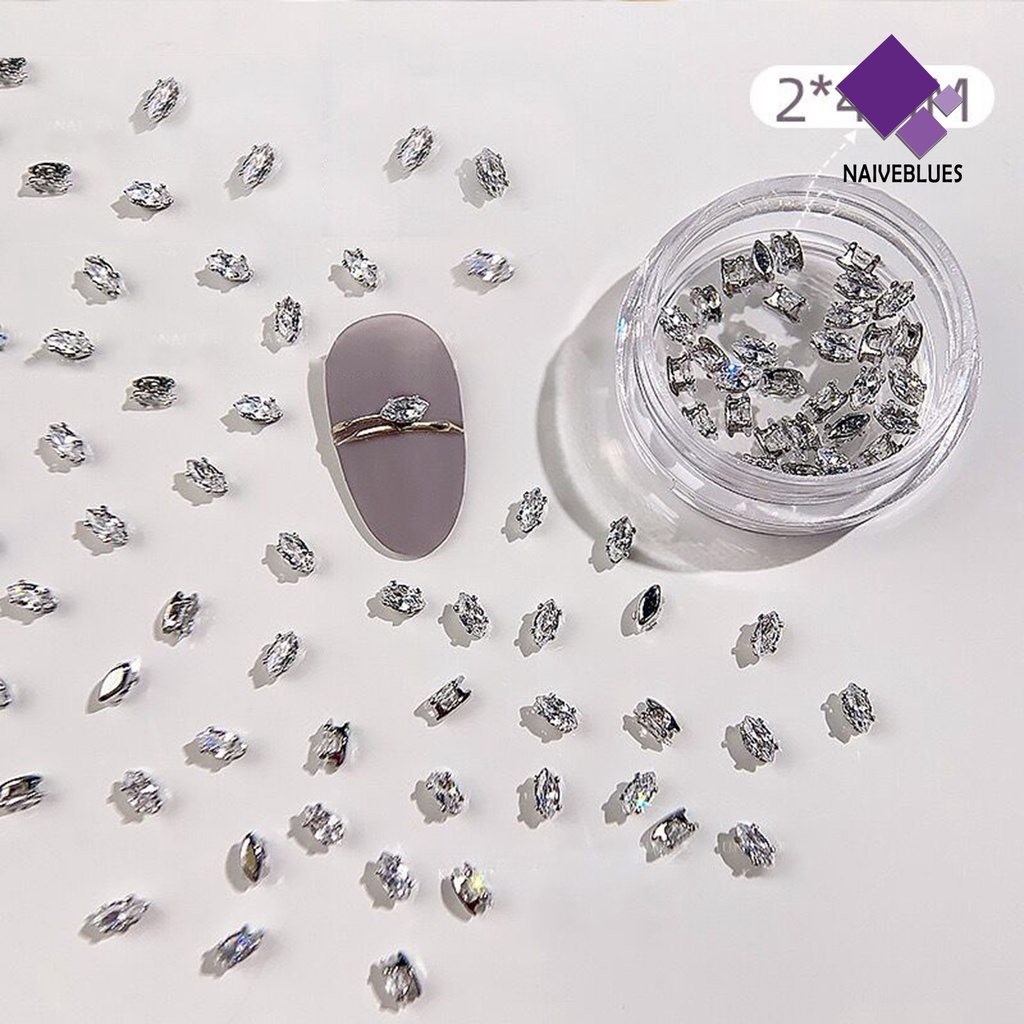 Naiveblue 20Pcs / Set Charms Berlian Imitasi Bentuk Tetesan Air Untuk Dekorasi Nail Art