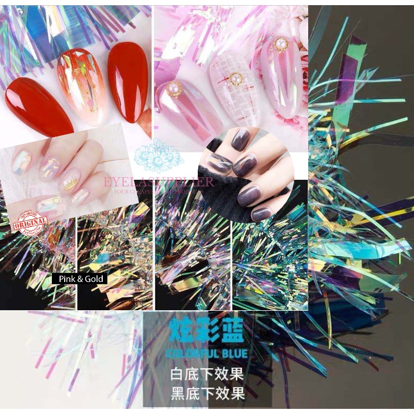 Nailart Cellophane Colored Glass Nail Stickers Aksesoris Kuku Stiker Glitter Decor Dekorasi 3D Jewel