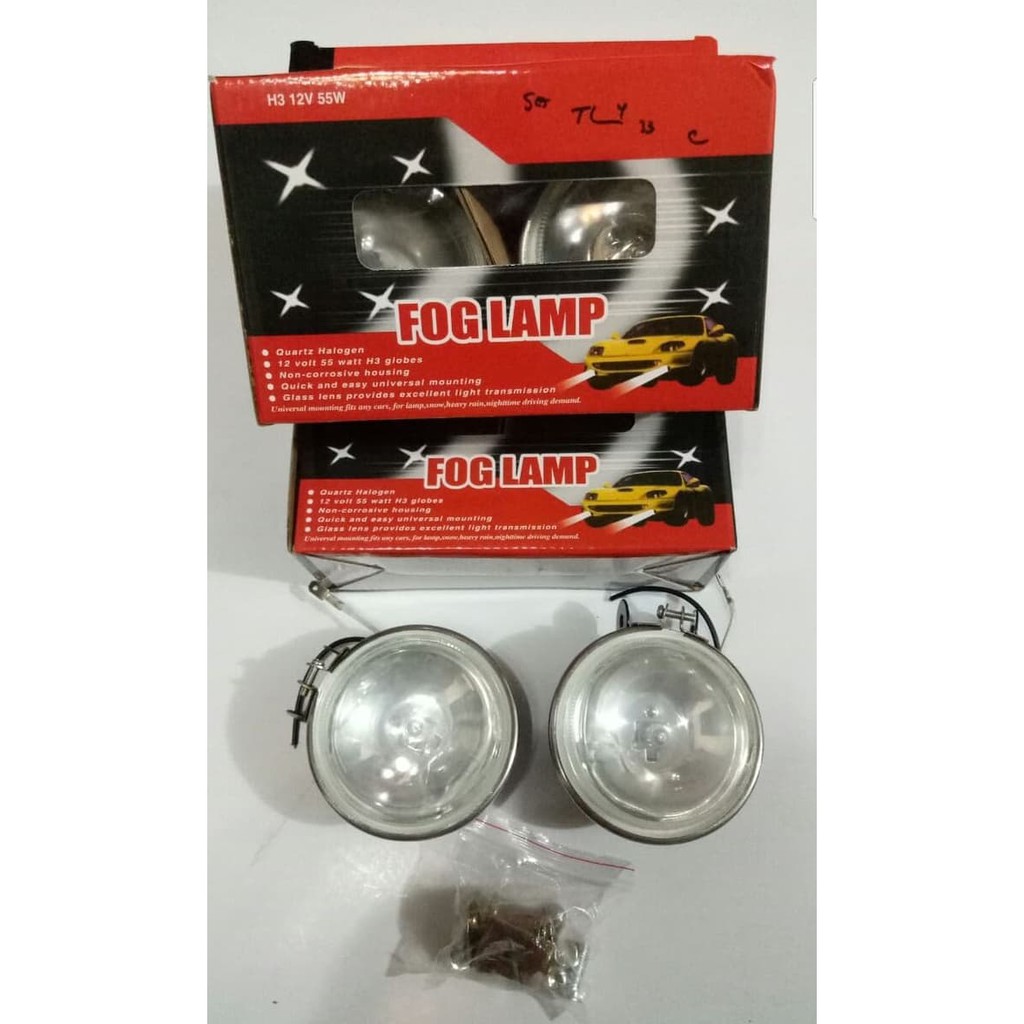 Lampu Sorot /Lampu Tembak/Fog Lamp Halogen 12V/55 W H3 Bulat 3" Putih