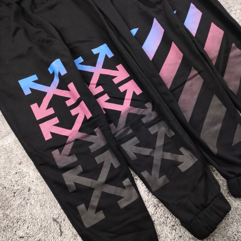 LONG PANTS / JOGGER PANTS OFF WHITE GRADIENT HITAM AUTHENTIC FULLTAG &amp; LEBEL