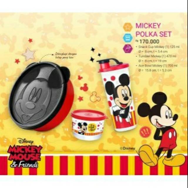 Lunch Box Set Mickey or Minnie Polka Moorlife TERMURAH