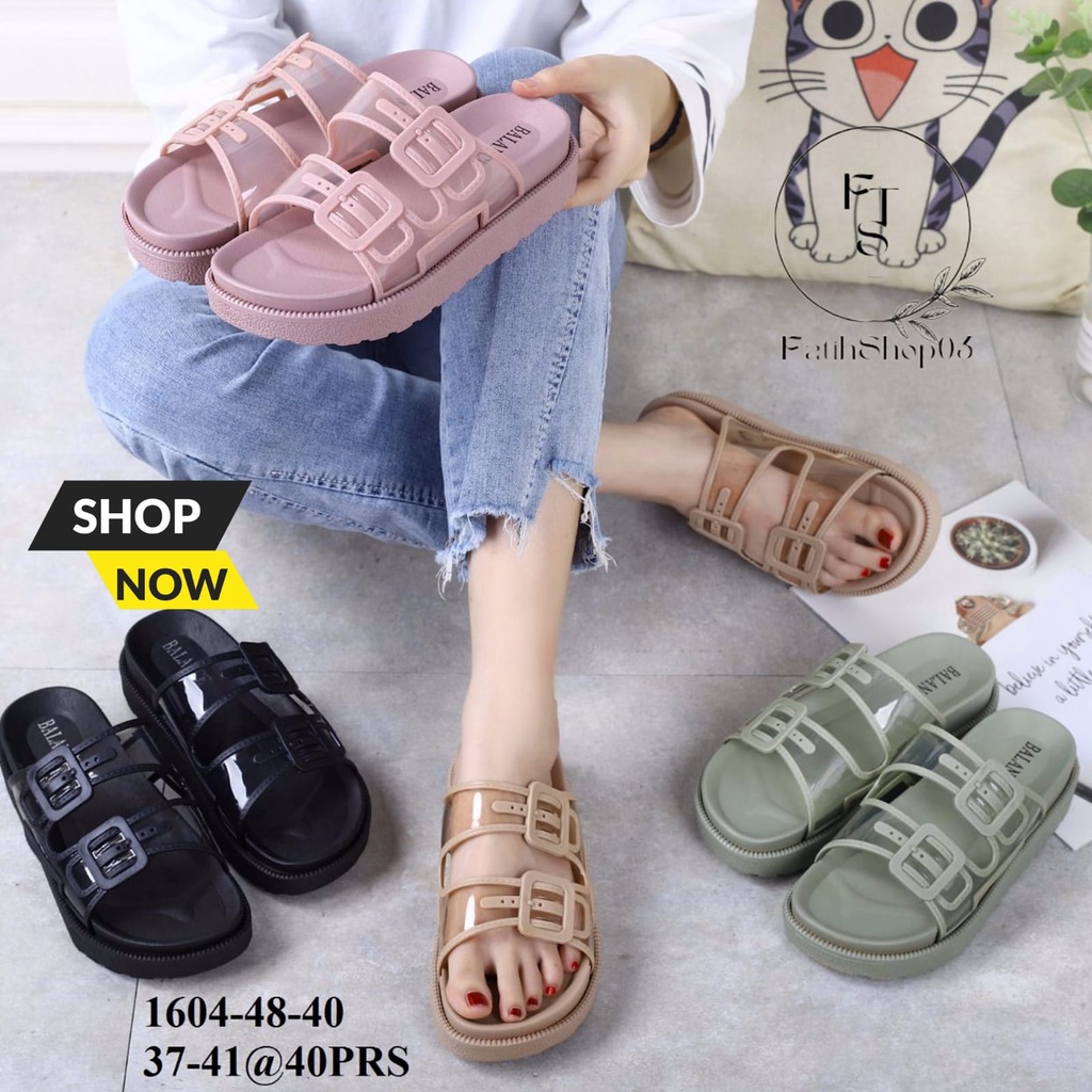 sandal selop jelly balace 1604-48 SIZE 37-40 Sandal wanita ban dua transparan terbaru