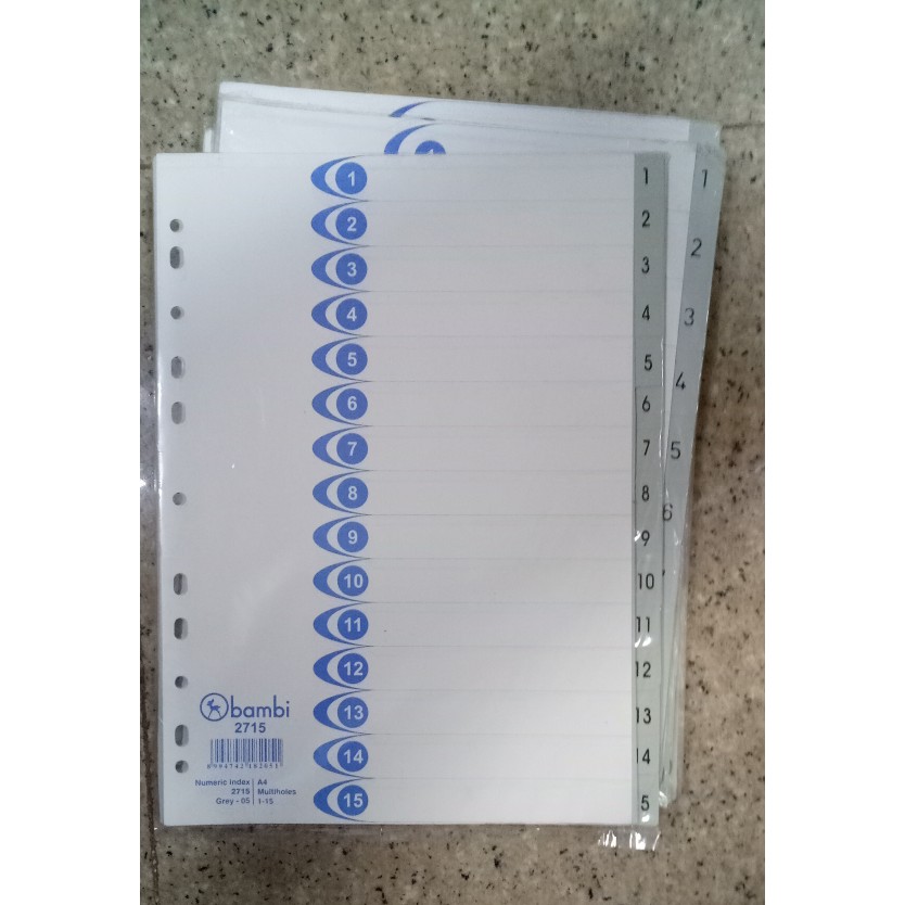

divider plastik A4 1 15 BAMBI 2715