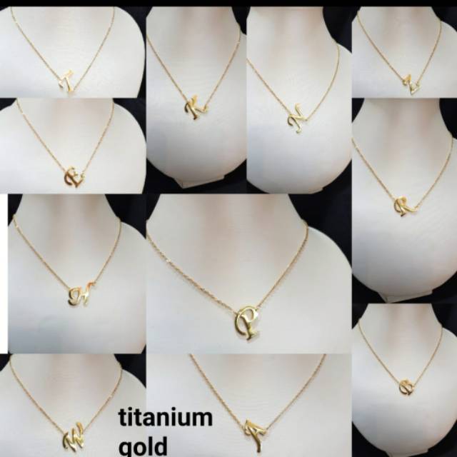 Kalung Titanium asli anti karat kalung Alphabet huruf Stainless steel Premium Quality 02939