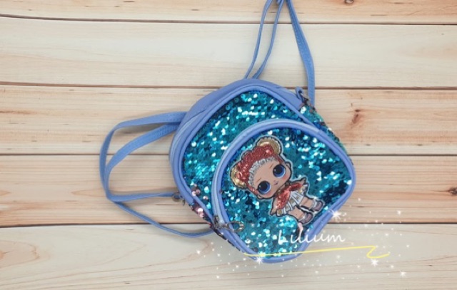 Tas ransel sling 2in1 sequin LOL - LOL9 backpack selempang anak perempuan