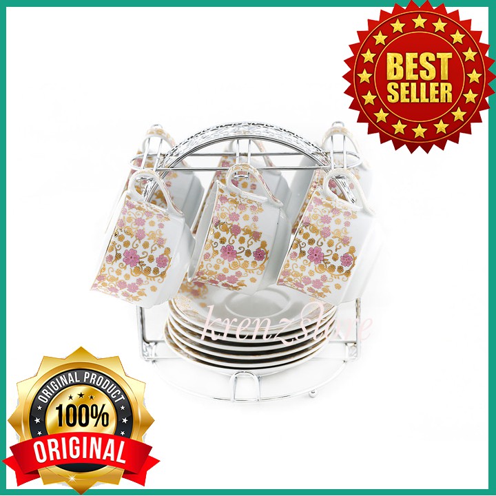Tea Set Vicenza Cangkir & Lepek 13 Buah - B671