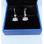 (COD)Anting rumbai panjang anak &amp; remaja hello Kitty kilau perak asli925/silver lapisan emas putih murni.