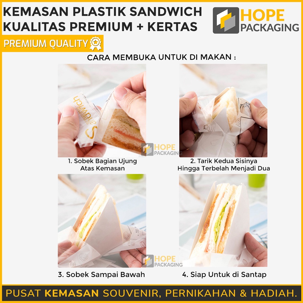 [Isi 5 pcs ] Kemasan plastik sandwich segitiga kualitas premium Tanpa kertas