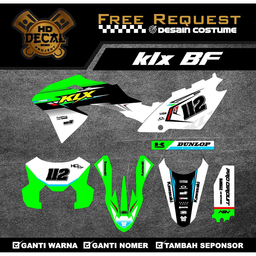 Decal Stiker klx bf/Klx G/Klx Lama /Klx Dtracker full body Desain Bebas