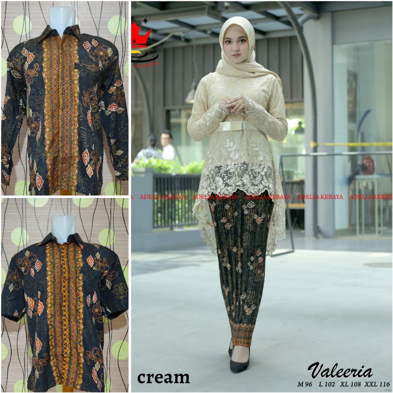STELAN COUPLE KEBAYA VALEERIA - BAJU KEBAYA OURORA TULLE MIX BATIK - OUTFIT KEBAYA COUPLE PESTA