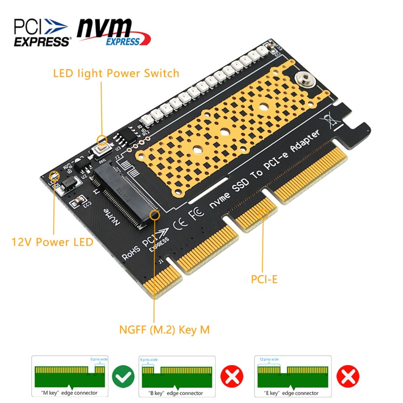 Btsg NVME Untuk M.2 Ke PCIE X4 Solid State Expansion Add Card Untuk 2242-2280 Untuk w/Panas