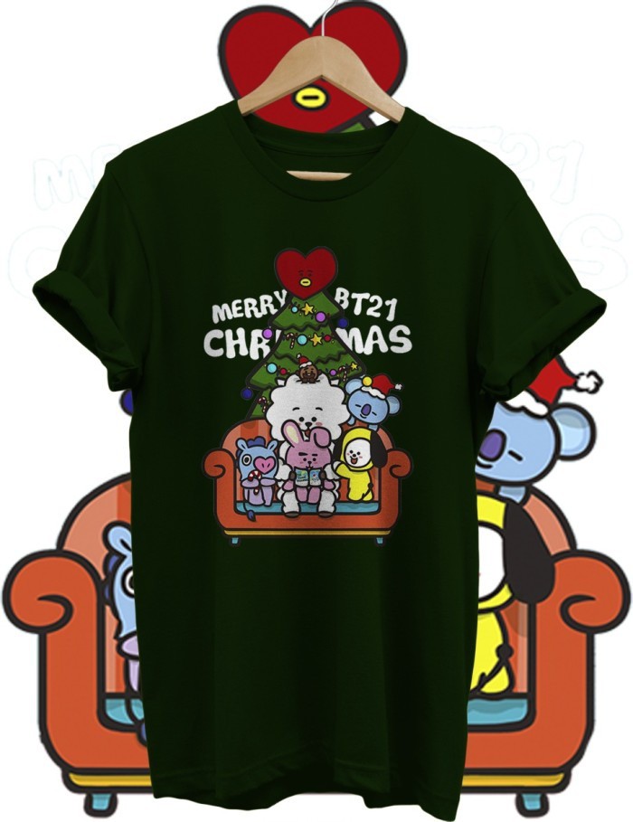 KAOS NATAL BT21 DUDUK BAJU BTS NATAL CHRISTMAS COMBED 30S KATUN COMBED 30S