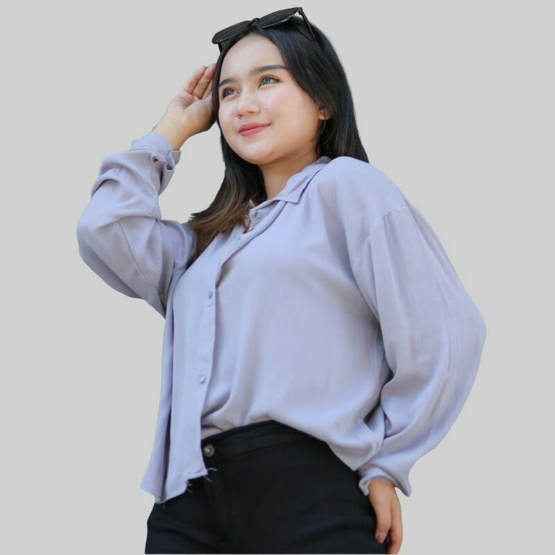 KEMEJA BLOUSE WANITA / HANIN CROP RAYON CRINKLE / ATASAN WANITA