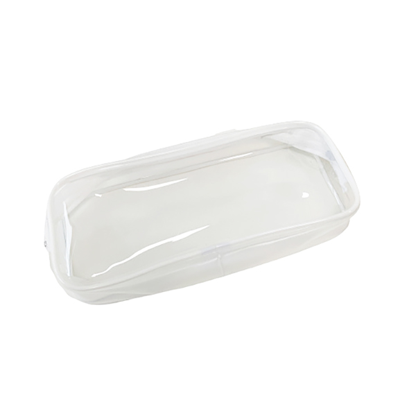 Tempat Pensil Bahan Pvc Transparan Kapasitas Besar Dengan Resleting Untuk Pelajar-Putih