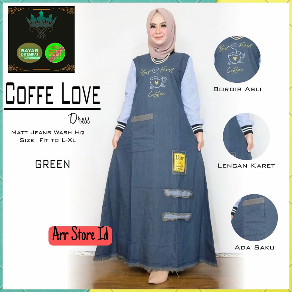 Baju Gamis Dewasa Jeans Jens Denim Wanita Terbaru 2023 Modern Busui Bordir Tempel Kombinasi Kekinian Premium Ld 105 P 135 Coffe Maxy Allsize